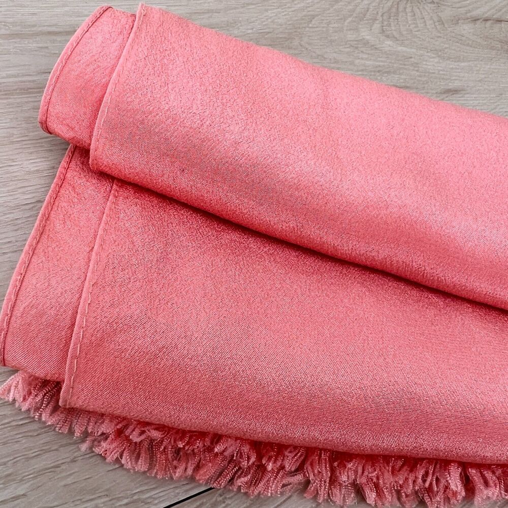 Coral Pink 100% Japanese Silk Long 55"x11" Neck Scarf or Sash Belt / Soft Summer